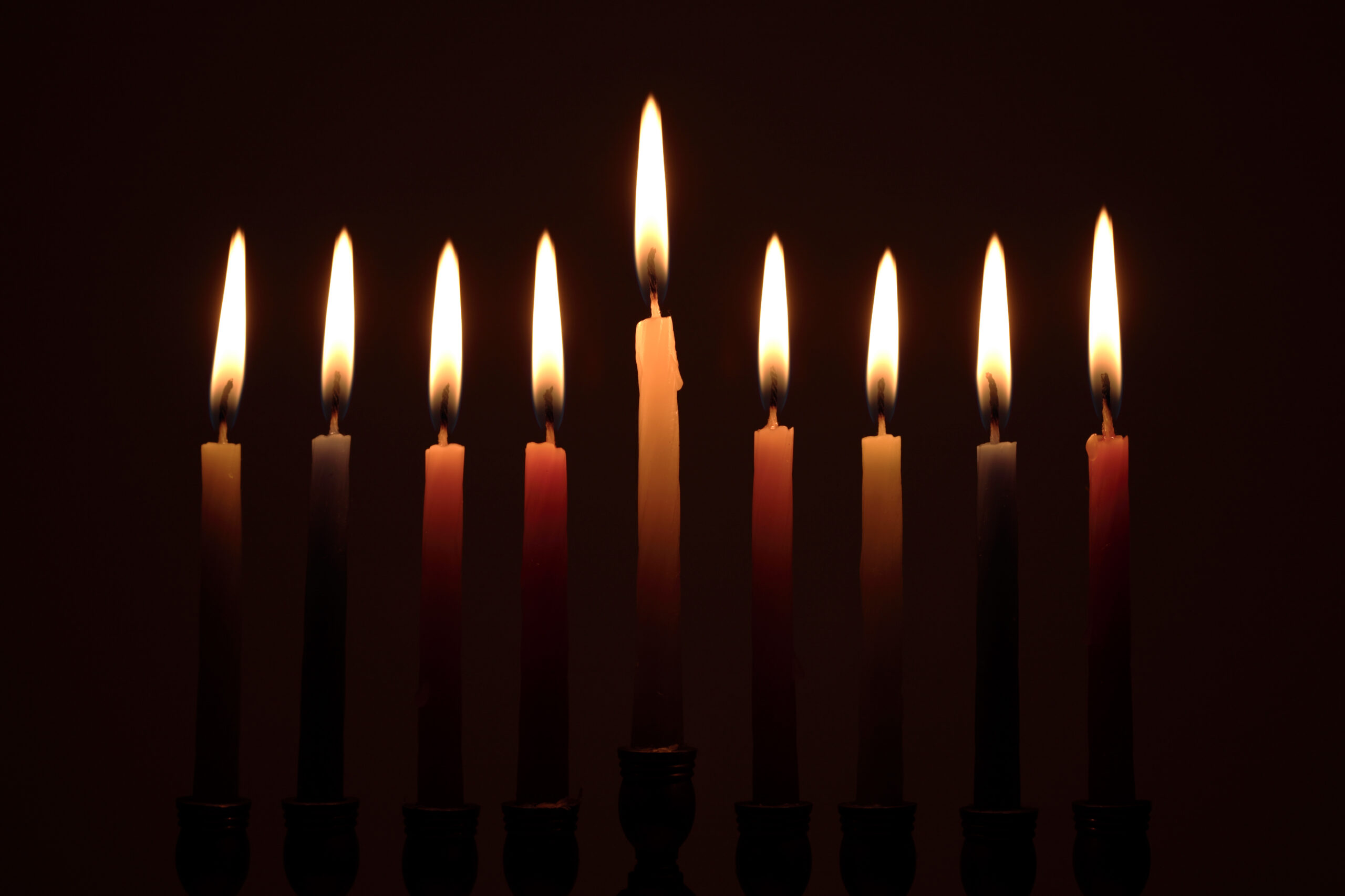 Channukah candles in the dark